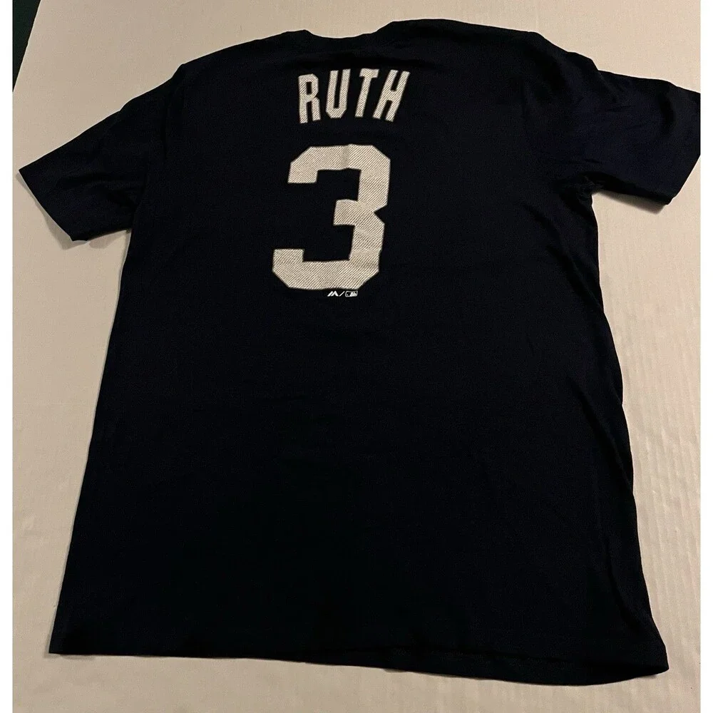 Majestic New York Yankees Babe Ruth #3 MLB Youth Jersey T-Shirt XL 18 Boys Blue